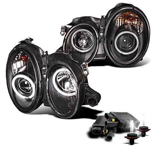 1998-2002 Mercedes-Benz CLK-Class W208 CCFL Halo Projector Headlights with 6000K HID Conversion Kit - Black