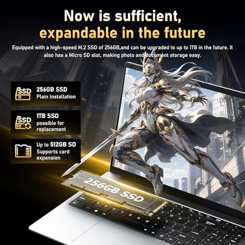 XWU 15.6 inch laptop with 8GB RAM, 256GB SSD, 100% sRGB display, N4000 processor, Wi-Fi 5 Dual Band, Bluetooth 4.2, USB-A, HDMI, 1920 x 1080 FHD display (8, GB)