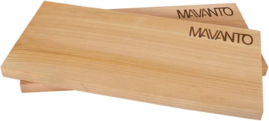 MAVANTO® XXL Grillbretter Räucherbretter - Kanadisches Zedernholzbrett zum Grillen - EXTRA DICK (30x14x1,5cm) langlebig & wiederverwendbar (2er Set)