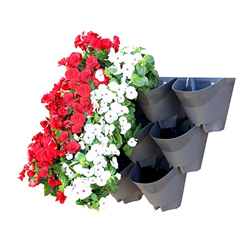 Homes Garden Self-Watering Vertical Garden Planter Living Wall Indoor Outdoor Gray 3 Pack (9 Pockets) #G-V101D03-US