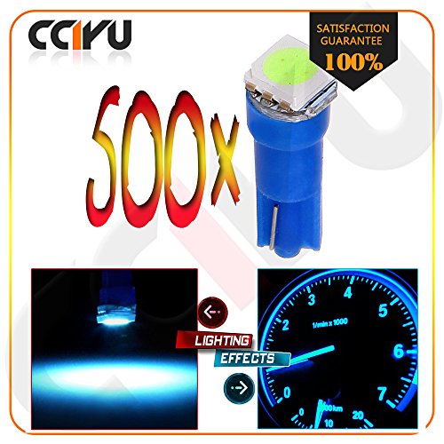 CCIYU 500pcs T5 0.5W Ice Blue Led 5050SMD Dashboard Instrument Panel Light Bulbs 2721 For 2000-2011 Nissan Maxima Frontier Altima 350Z 370Z Titan Murano Sentra Armada