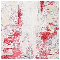 SAFAVIEH Jasper Collection 6'7" Square Red / Ivory