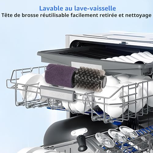 Brosse de nettoyage électrique améliorée pour gril, brosse de nettoyage de gril sans fil rechargeable avec angle réglable, tête de brosse en acier inoxydable, puissance à 3 vitesses, autonomie de 90