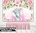 Funnytree 7x5ft Pink Floral Elephant Party Backdrop Flowers Girl Baby Shower Birthday Photography Background Photobooth Banner Cake Table Decorations