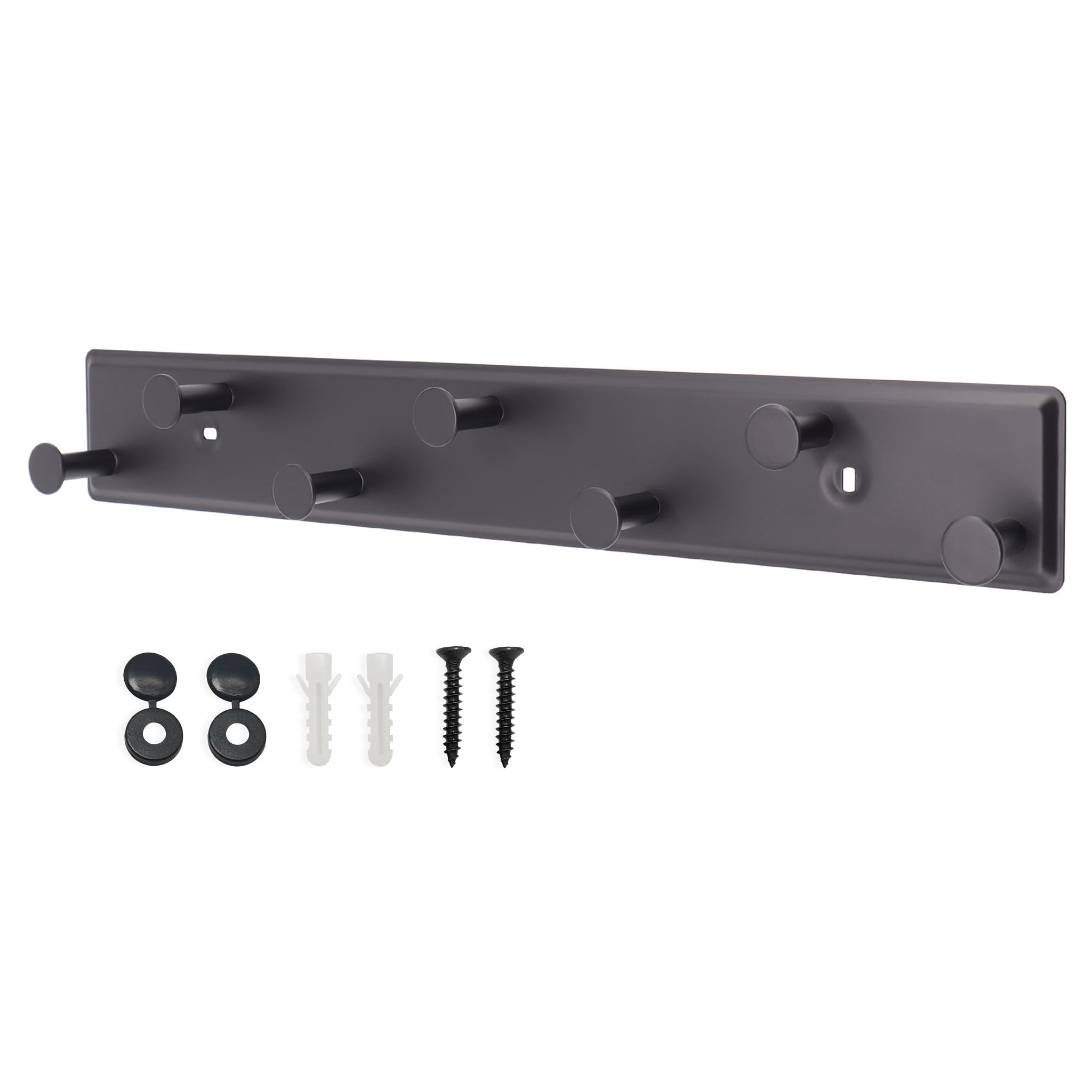 SYPEN Wall Coat Rack with 7 Hooks, Wall Coat Hooks, Metal Coat Rack, Wall Coat Rack with Screws, Hook Rack for Bedroom, Bathroom (Black)
