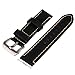 Black 24mm Width Genuine Leather Wristwatch Band Men Watch Strap Watchband