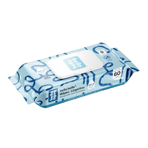 HELLO BELLO EXTRA GENTLE UNSCENTED BABY WIPES, PLANT BASED, MADE WITH 99% WATER AND ALOE FOR BABIES AND KIDS, 60 COUNT (PACK OF 3) TOTAL 180 COUNT