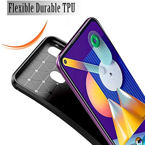 TheGiftKart Rugged Carbon Fibre Samsung Galaxy M11 Armor Back Cover Case | Shockproof & Protective | Stunning Minimalist