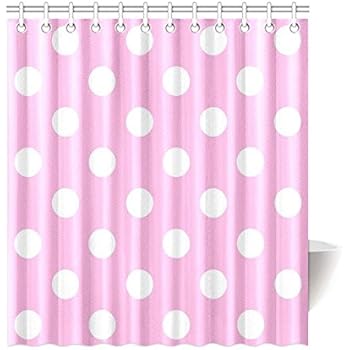 Amazon Com Pink White Polka Dot Waterproof Bathroom Decor Fabric