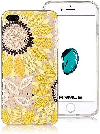iPhone 7 Plus Case [Floral Pattern] ARMUS Premium Quality 3D UV Print Soft Flexible TPU Transparent Skin Scratch-Proof Protective Case for 5.5 inches iPhone 7 Plus (Marigold 7+)