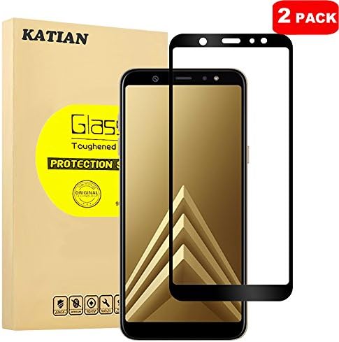 [2 Pack] Samsung Galaxy A6 Plus 2018 Screen Protector, KATIAN HD Full Coverage Protector[Anti-Scratch] [No-Bubble] [Case-Friendly], 9H Tempered Glass Screen Film for Galaxy A6 Plus 2018 [Black]