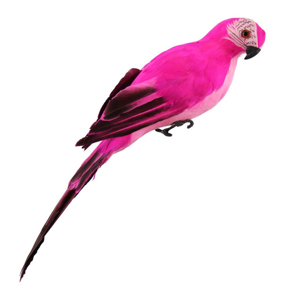 LQKYWNA Lifelike Fake Parrots, Artificial Bird Decoration, Foam Macaw Parrot Model, Colorful Garden Parrot Ornament Home Wall Decoration Tree Decor (Fuchsia)