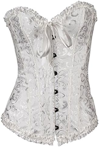 Caleshop Womens Brocade Lace up Overbust Bustier Training Body Shapewear New Waist Corset