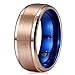 Three Keys Jewelry 8MM Tungsten Wedding Ring for Men Rose Gold Brushed Mens Wedding Band Engagement Ring