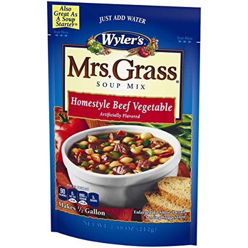 Mrs. Grass Beef Vegetable Hearty Homestyle Soup Mix (7.48 oz Cans, Pack of 8)