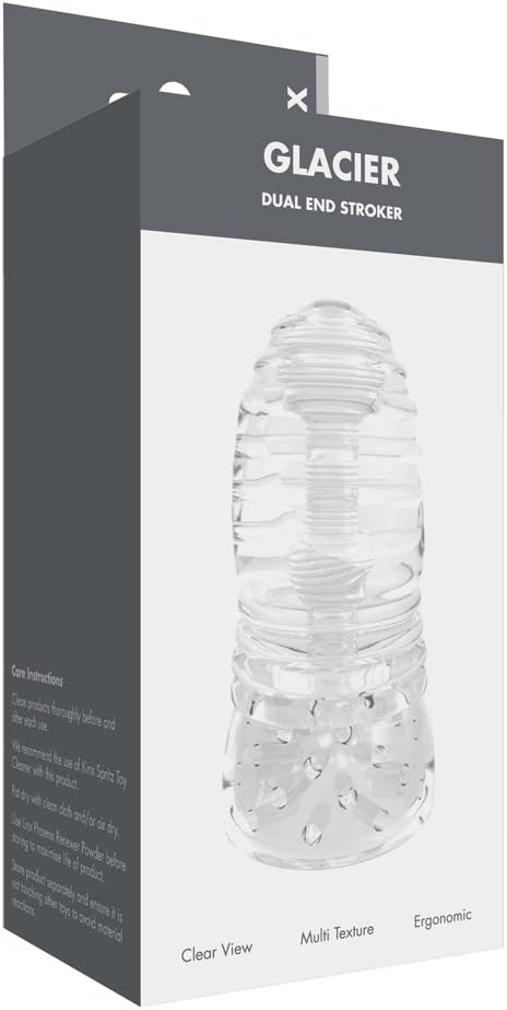 Me You Us The Glacier Dual End Stroker, Transparent Male Masturbator with Double-Ended Design