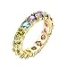 NYC Sterling Women's 4MM Sterling Silver Rainbow Round Cubic Zirconia Eternity Ring