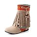 VogueZone009 Womens Round Closed Toe Kitten Heels Mesh Legging Assorted Colors Boots with Braid