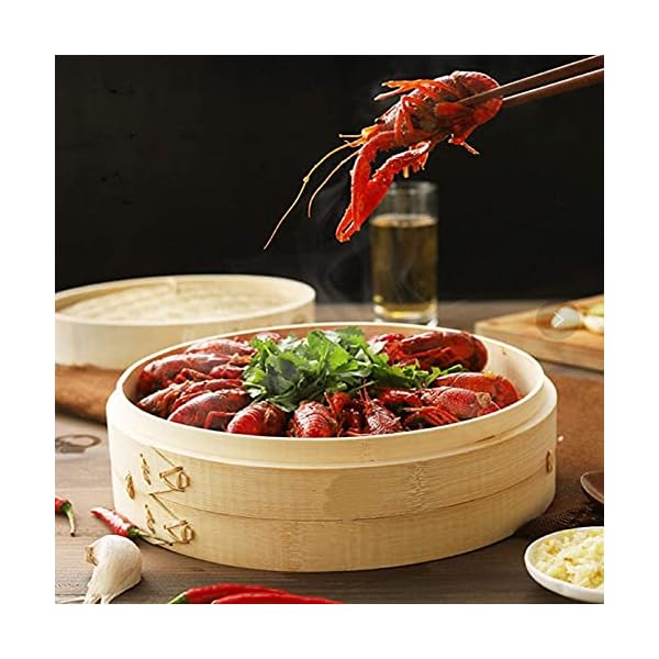Handmade-Bamboo-Steamer-10-Inch-Bamboo-Steam-Basket-Round-Bao-Bun-Steamer-Double-Layer-Dumpling-Steamer-2-Tier-with-Lid-Chinese-Style-Steamer-Healthy-Cooking-for-VegetablesDim-SumMeat-Fish Handmade Bamboo Steamer, 10 Inch Bamboo Steam Basket, Round Bao Bun Steamer, Double-Layer Dumpling Steamer, 2 Tier with…