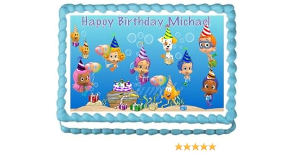 Amazon Com Bubble Guppies Edible Frosting Sheet Cake Topper 1 4