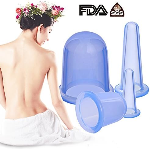 Anti Vacuum Cellulite Cup Silicone Cup Set Cupping Therapy for Cellulite Body Massage Suction Cups Therapy LEVENUSTAR (4 pack Cupping Therapy Set)