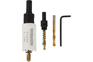 Mollom (24mm | 15/16") HSS M42 with 8% Cobalt BI-Metal Hole Saw with 2 Pilot Drill Bits & Arbor Smooth Cutting for PVC,Drywall,Wood,Plastic,Gypsum Board,Rubber
