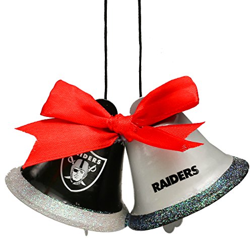 Christmas Holiday Metal 2 Bells Ornament - Oakland Raiders