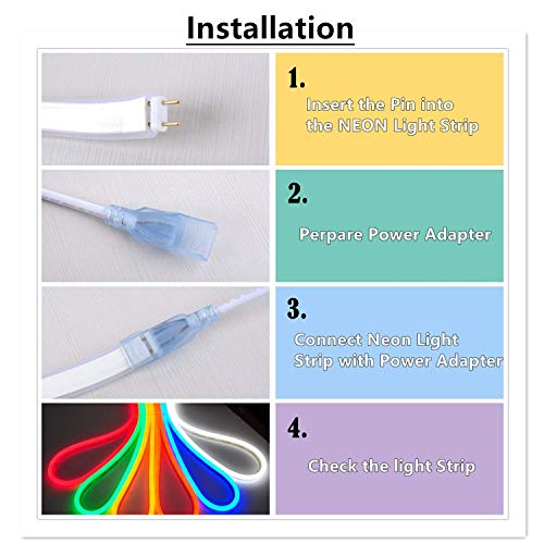 LED NEON Light, IEKOVTM AC 110-120V Flexible LED Neon Strip Lights, 120 LEDs/M, Dimmable, Waterproof 2835 SMD LED Rope Light + Remote Controller for Home Decoration (65.6ft/20m, Blue)