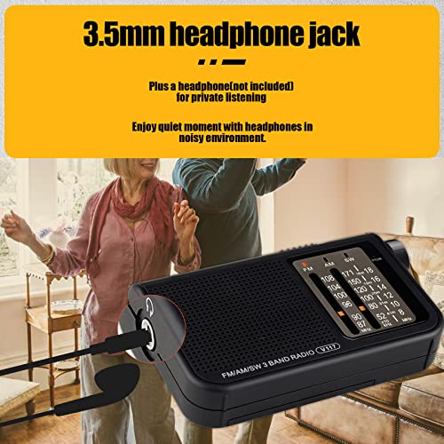 Retekess V117 Portable Radio AM FM, Shortwave Radio with Clear Dial, Transistor Radio with Best