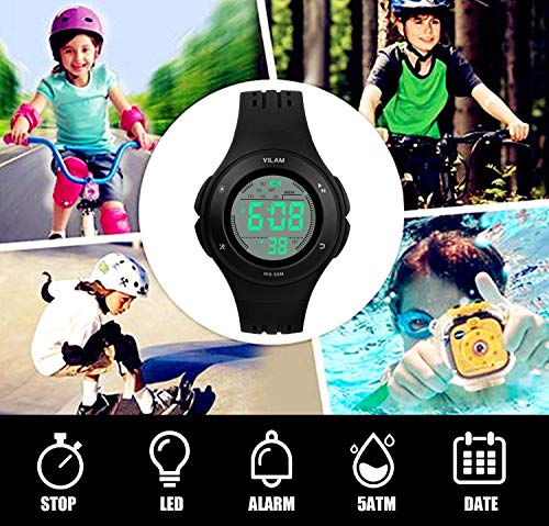image for etway Kids Digital Sport Watch Outdoor Waterproof Watch LED Alarm Stop