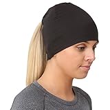 TrailHeads Ponytail Hat / Women's Performance Running Beanie with Reflective Accents - Adrenaline Series - black