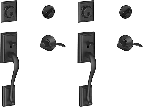Amazon Schlage Lock Company アディソン シングルシリンダーハンドルセット 左手アクセントレバー マットブラック F60 Add 622 Acc Lh 2個パック ドア用金物