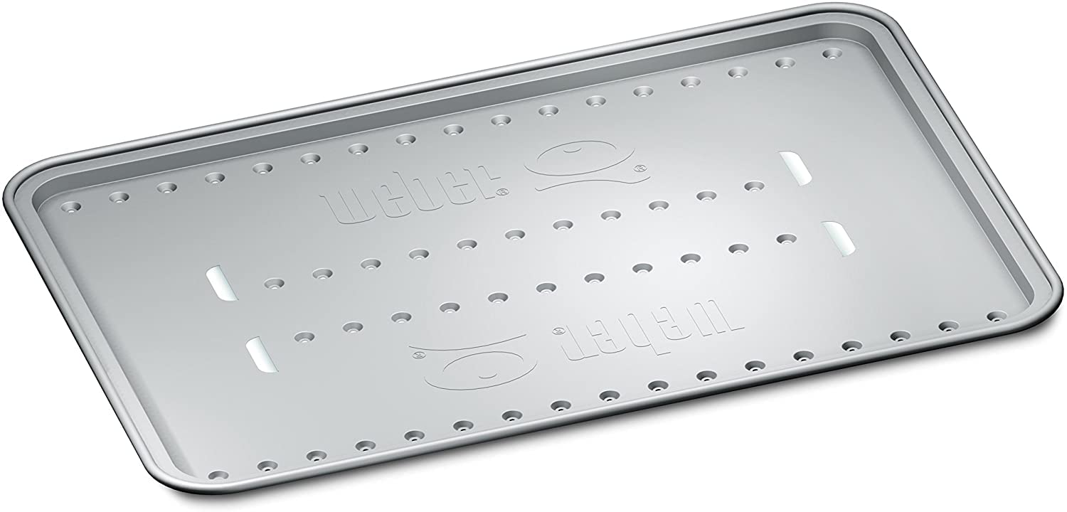 Weber Heat Shield - Small (33x23cm), 4 pieces, made of aluminum, compatible with Weber Roasting Rack - Small (6563), enables indirect grilling, ideal for all grills - Silver (6561)