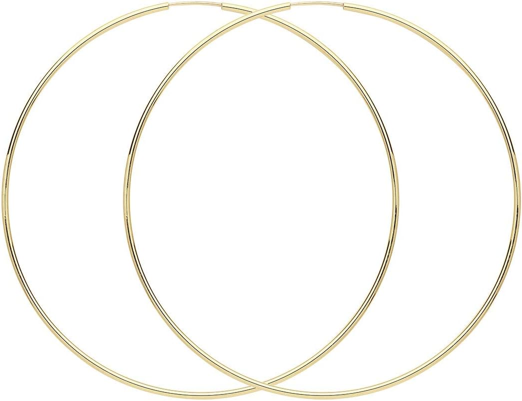 9ct Carat Yellow Gold Ladies Sleeper Hoop Earrings - 12, 16, 20, 25, 30mm
