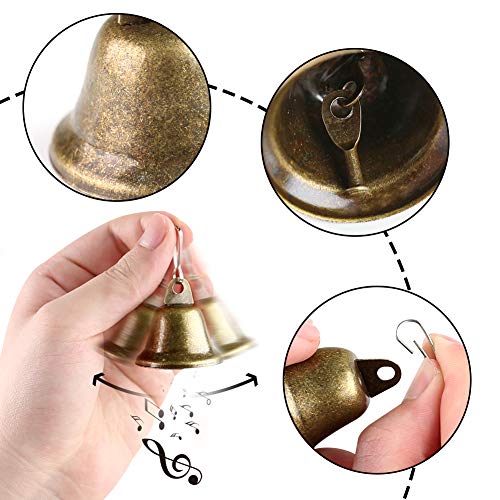 BigOtters Craft Bells, 16PCS Bronze Jingle Bells Vintage Bells with Spring Hooks Hanging for Wind Chimes Making Dog Potty Training Doorbell Christmas Halloween Thanksgiving Day Wedding Decor