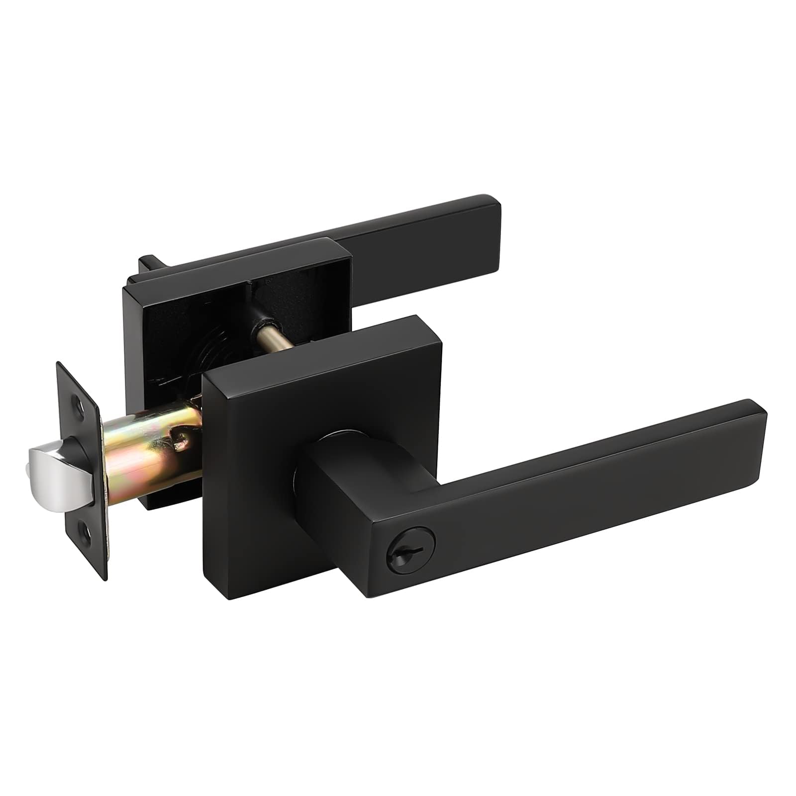 Photo 1 of **MISSING PARTS/NO KEYS**Probrico Entry Door Levers Matte Black with Keys, Heavy Duty Hardware for Exterior Front and Back Door,Lockable, Keyed Entrance Lock,Universal Handling,Transitional Style, 1 Pack