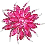 Urberry Crystal Flower Brooch Pin for Women Girls Brides (Hot pink)