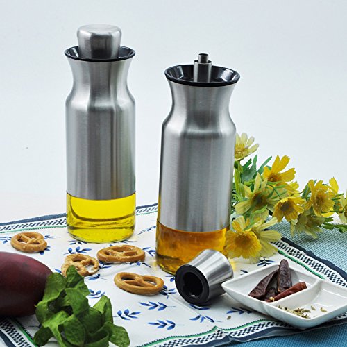 image for Aelga Olive Oil and Vinegar Dispenser Cruet Set with Elegant Glass Bot