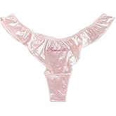 abandi Satin Thongs for Women Sexy Low Rise Silk Satin Thong Panties Cute Ruffle Frilly G-String T Back Thong Underwear