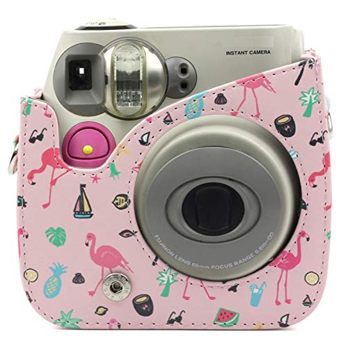 DKEnjoy Compatible Fuji Instax Mini 7S/7C, PU Leather Camera Case Bag with Adjustable Strap for Fujifilm Instax Mini 7S/7C Instant Film Camera