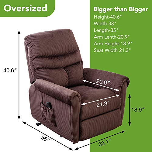 Lift Chair Recliner for Elderly Power Electric Seat with Remote Control Recliners - Chocolate