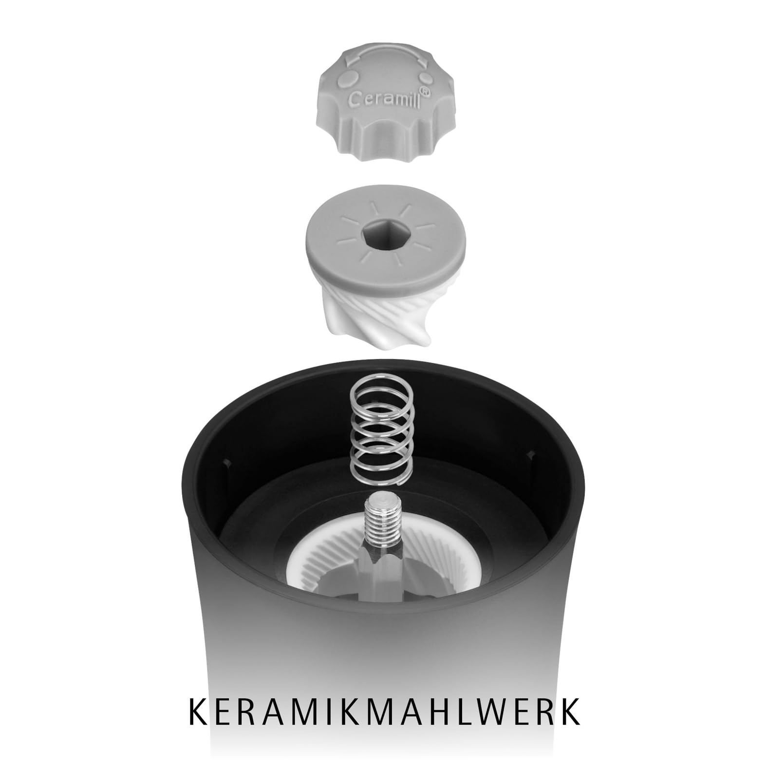 WMF Gewürzmühle mit Keramikmahlwerk – manuelle Chili-, Pfeffer- und Salzmühle aus Kunststoff und Glas, Mahlstärke einstellbar, langlebig und hygienisch, guter Küchenhelfer für frische Gewürze 2