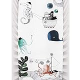 Rookie Humans 100% Cotton Sateen Fitted Crib Sheet: Underwater Love. Complements Modern Nursery, Use as a Photo Background fo