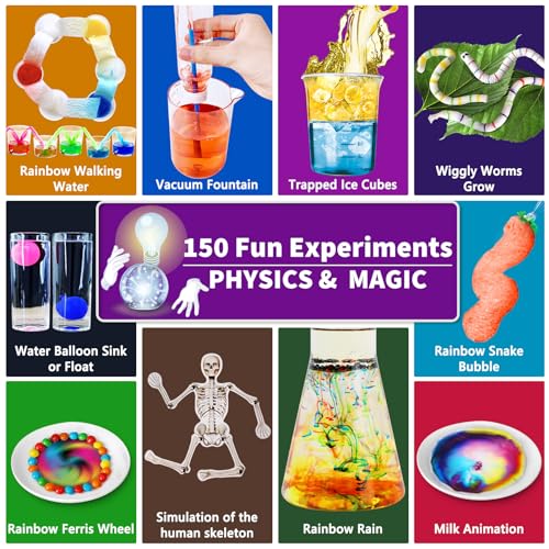 UNGLINGA 150 Experiments Science Kits for Kids Boys Girls, S.T.E.M Kit Toys Gifts Ideas Birthday Christmas, Chemistry Break Geodes, Volcano, Physics Educational Activities Project