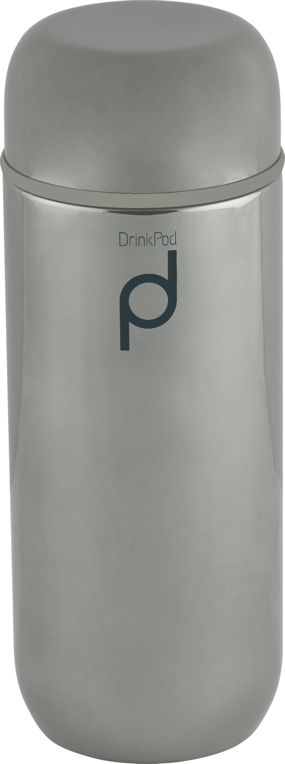Drink Pod Reusable Capsule Drink Flasks with Vacuum Walled Stainless Steel Body, Metallic Silver Finish 200ml
