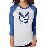 Pokemon Go Team Mystic Emblem Lightweight Raglan T Shirt Blue/White Unisex
