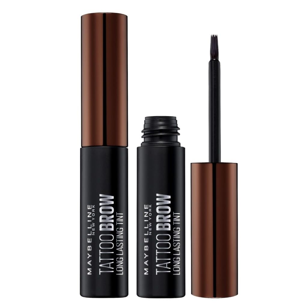 Maybelline New York Tattoo Brow Peel Off Eyebrow Gel Tint, Semi-Permanent Colour, Waterproof, Lasts up to 3 Days, Colour: Dark Brown, Duo Bundle