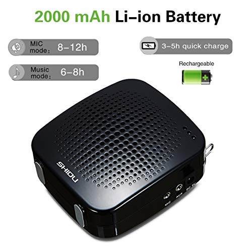 Voice Amplifier with Wired Microphone Headset 15W Mini Voice Amplifier Portable Headset Microphone with Speaker for Teachers Rechargeable Personal Microphone Support MP3 Playing