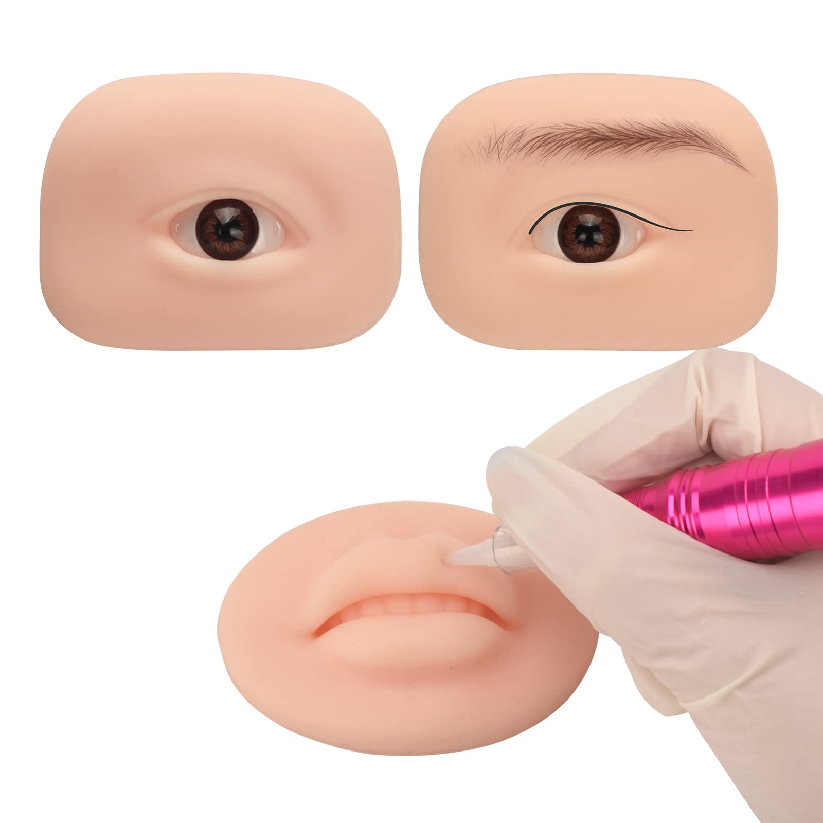 ATOMUS Tattoo Practice Skin Kit Silicone Ultra Soft Fake Skins 3D Practice Skin for Microblading Permanent Makeup Lips Tattoo Practice Skin