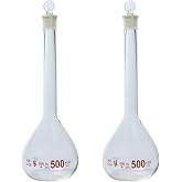 500ml Volumetric Flask, 3.3 Boro Glass, Class A, Ground Stopper, Karter Scientific 213W7 (Pack of 2)